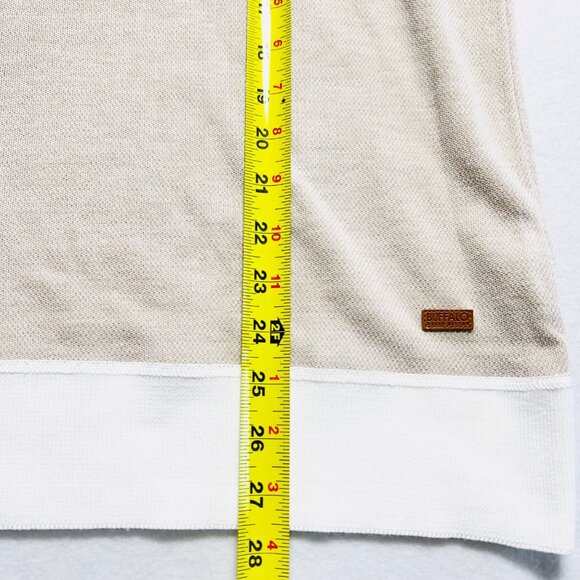 Buffalo David Bitton Men Pullover Short Sleeve Jute Mix Tan Knit Polo Large NWT - Picture 9 of 9